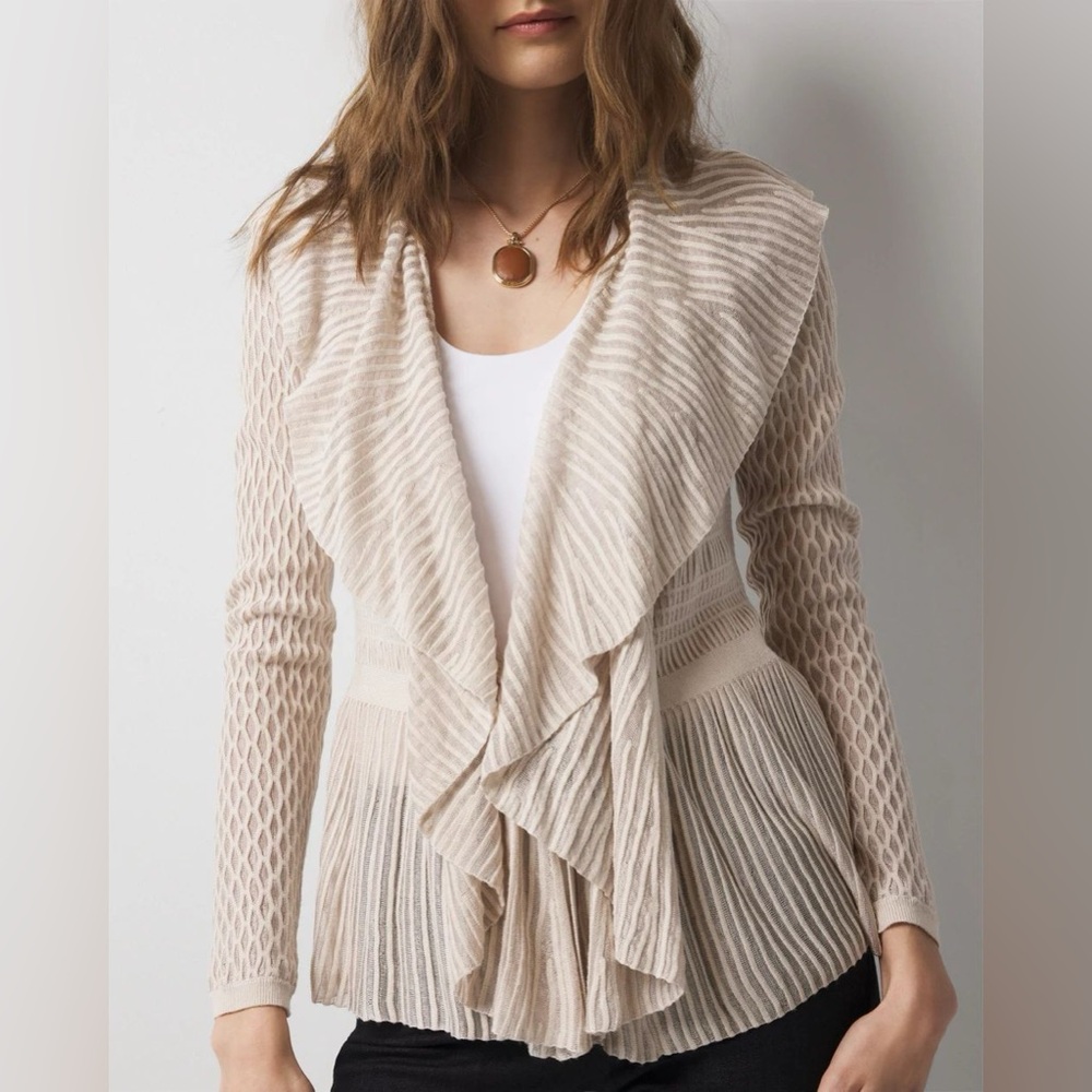 WHITE HOUSE BLACK MARKET Cream Cardigan Sweater